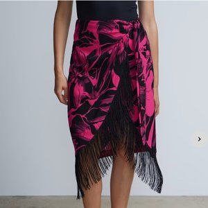 Sarong Fringe Floral Skirt